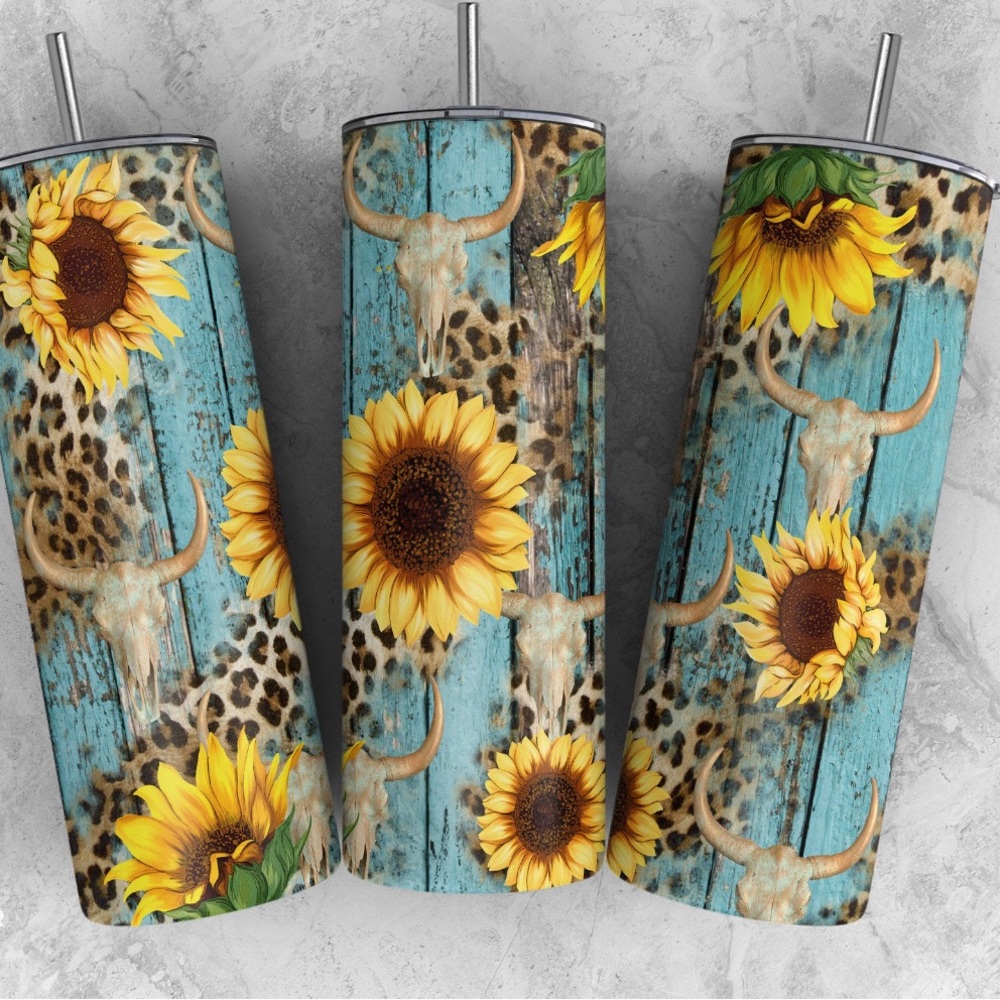Horns and Sunflowers  20 oz Tumbler